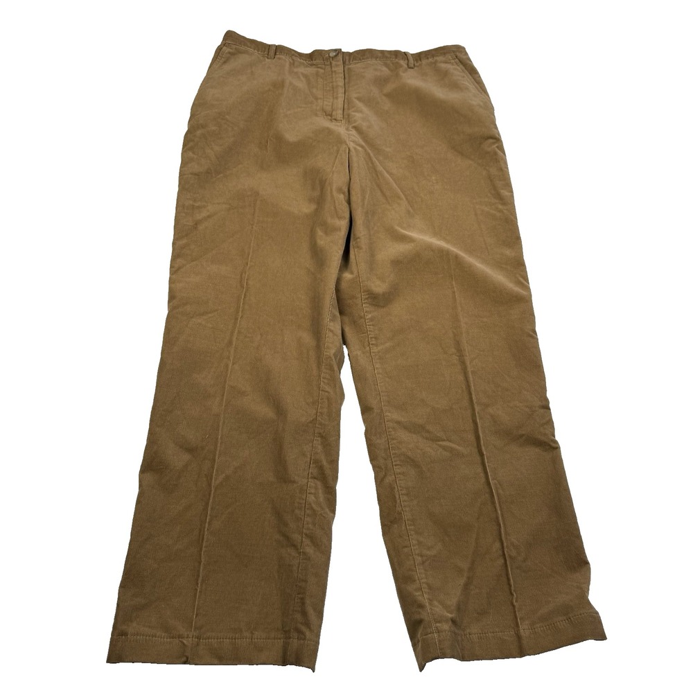 Lands' End‎ Women's Size 16 P Corduroy Pants Brown Soft High Rise Straight Leg